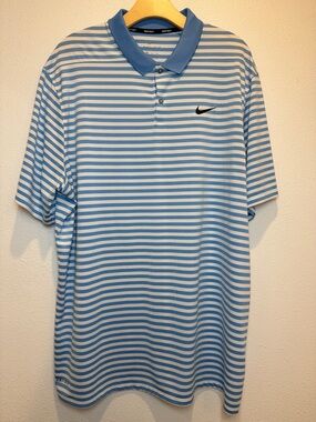 Nike Men’s Blue & White Striped Polo Shirt